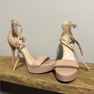 Nine West Blush Pink Platform Ankle-Strap Heels